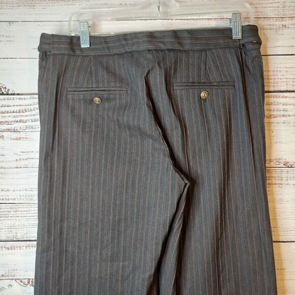 Woman's Franco Mirabelli Black with Brown Stripes Wide Leg Dress Pants - Picture 7 of 11